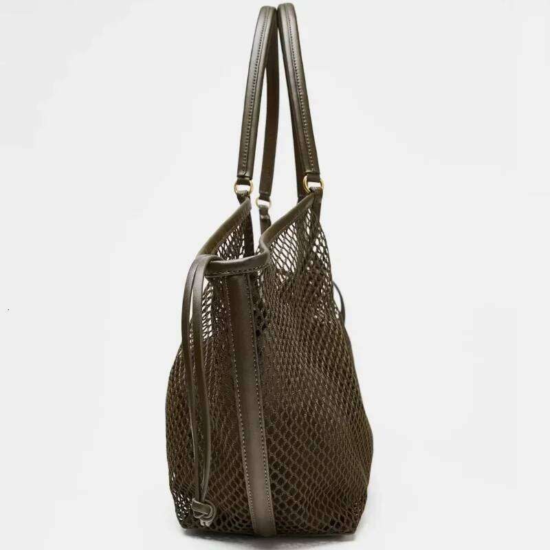 Beach Women's Shoulder Tote Bag, Large Capacity Foldable Mesh Swim Bag With Inside Pocket