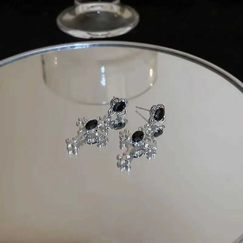 Gothic Cross Black Drill Drop Earrings Women Punk Halloween Creativity Fashion Gorgeous Statement Jewelry Girl Gifts Y250812