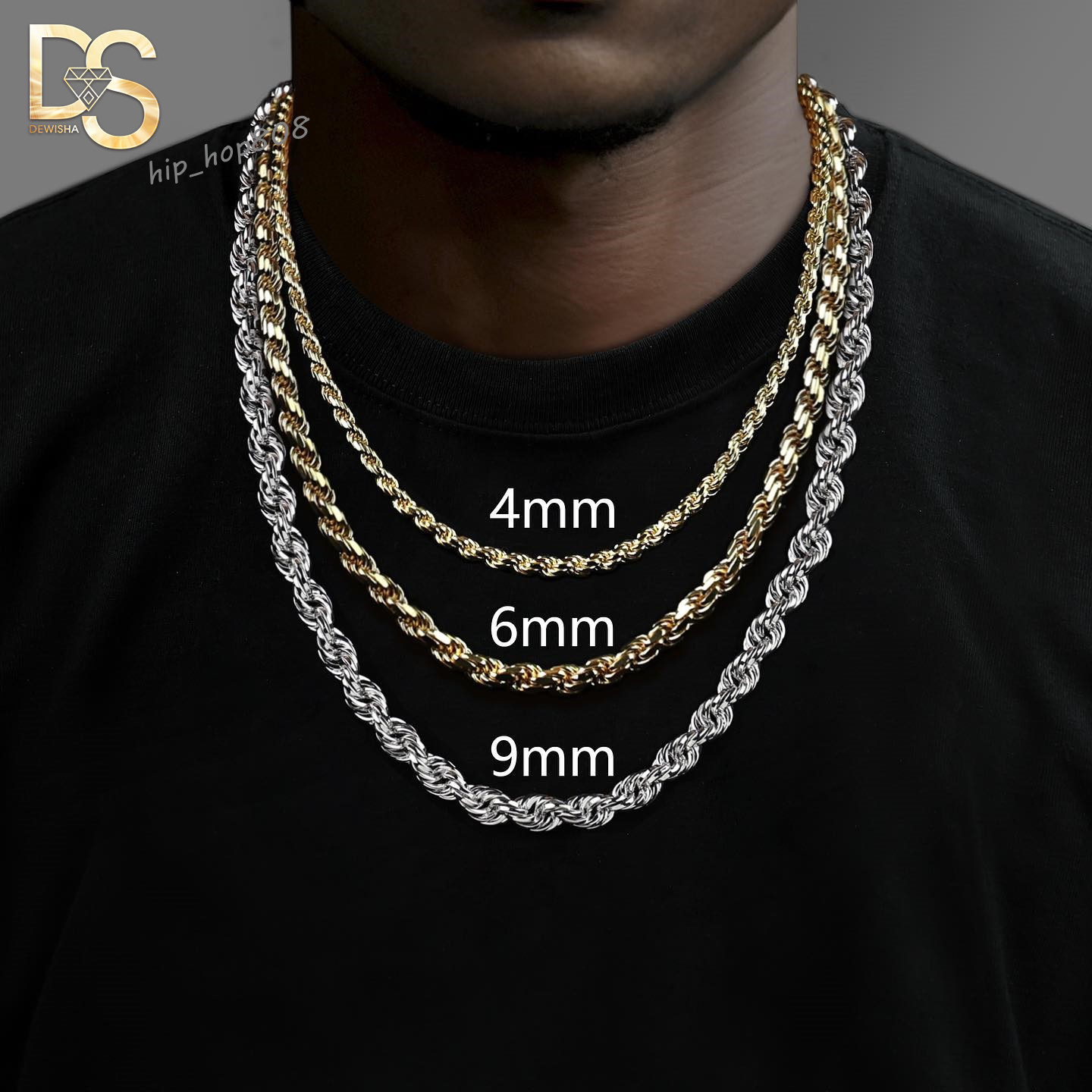 4mm 5mm 6mm 7mm 8mm 10mm Cuban Link Chain 925 Sterling Silver Rope Necklace for Men Women