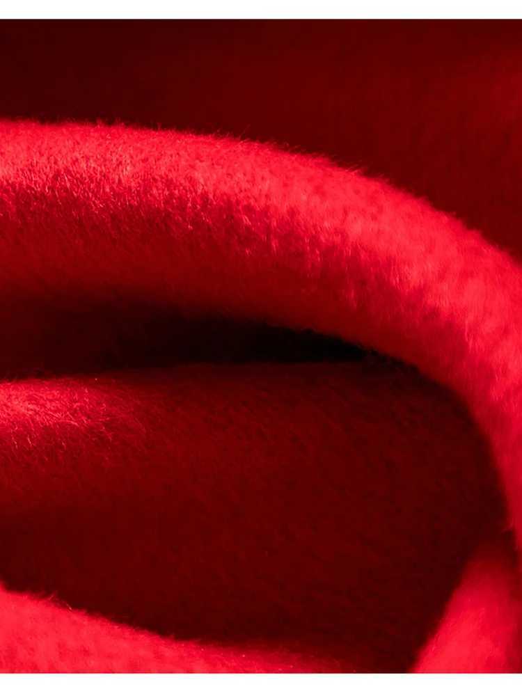 New Women Red Woolen Coat Autumn Winter Fashion Vintage Hepburn Style Double Breasted Belt Slim Long Wool Blends Tops Coat Z250813