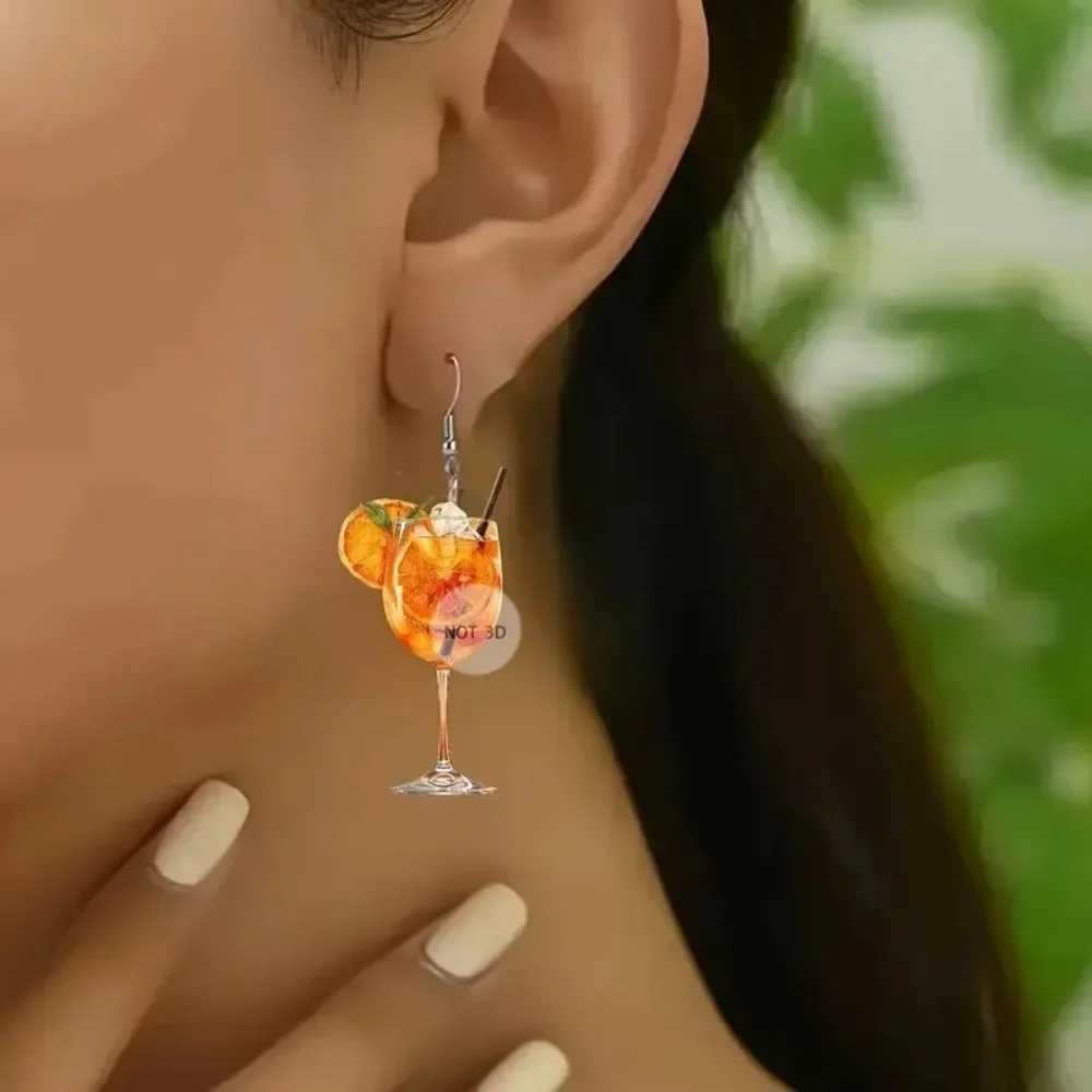 Beer Festival Wine Glass Orange Juice Earrings Fashion 2D Flat Design Earrings Women Girls Party Jewelry Gift Give To Friends Y250812