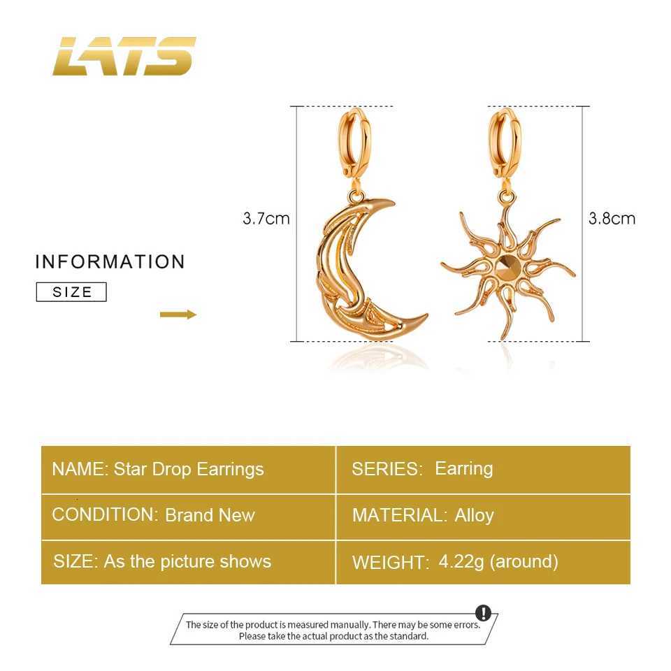 LATS New Sun Moon Dangle Earring Asymmetric Abstract Star Drop Earrings for Women Short Hollow Earings Brincos Fashion Jewelry Y250812