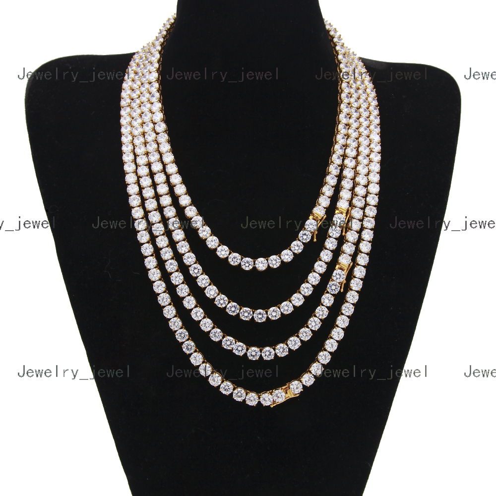 6mm Iced Out Zircon Gold Plated Diamond 925 Tennis Chain Cuba Link Chain Necklace Hip Hop Jewelry Men CZ Necklace Link