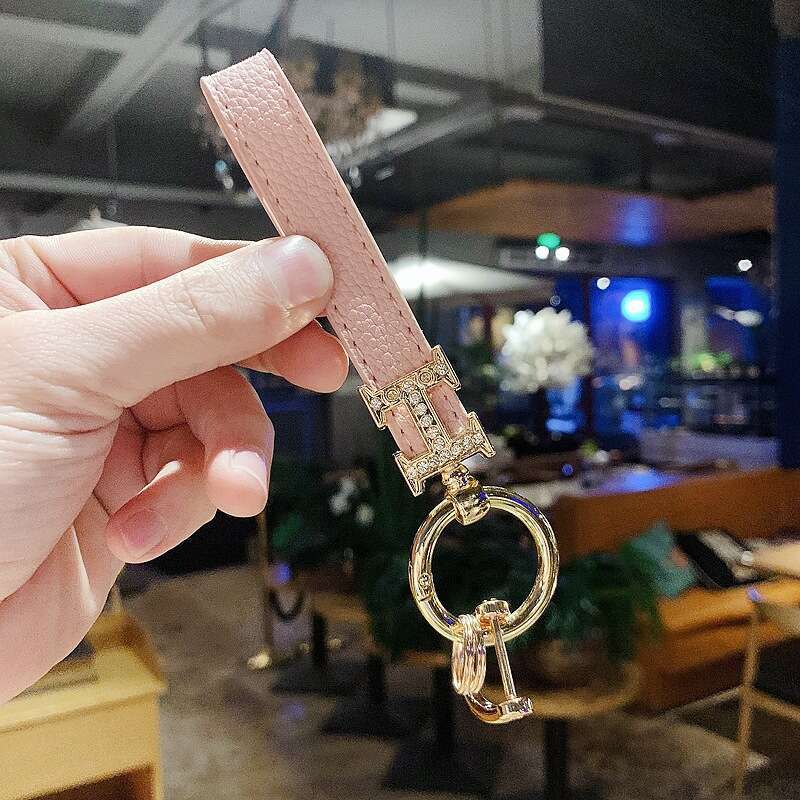 Inlaid Dia Creative for Women with Horseshoe Buckle Metal Strap Key Pendant Leather Backpack Decoration Keychain