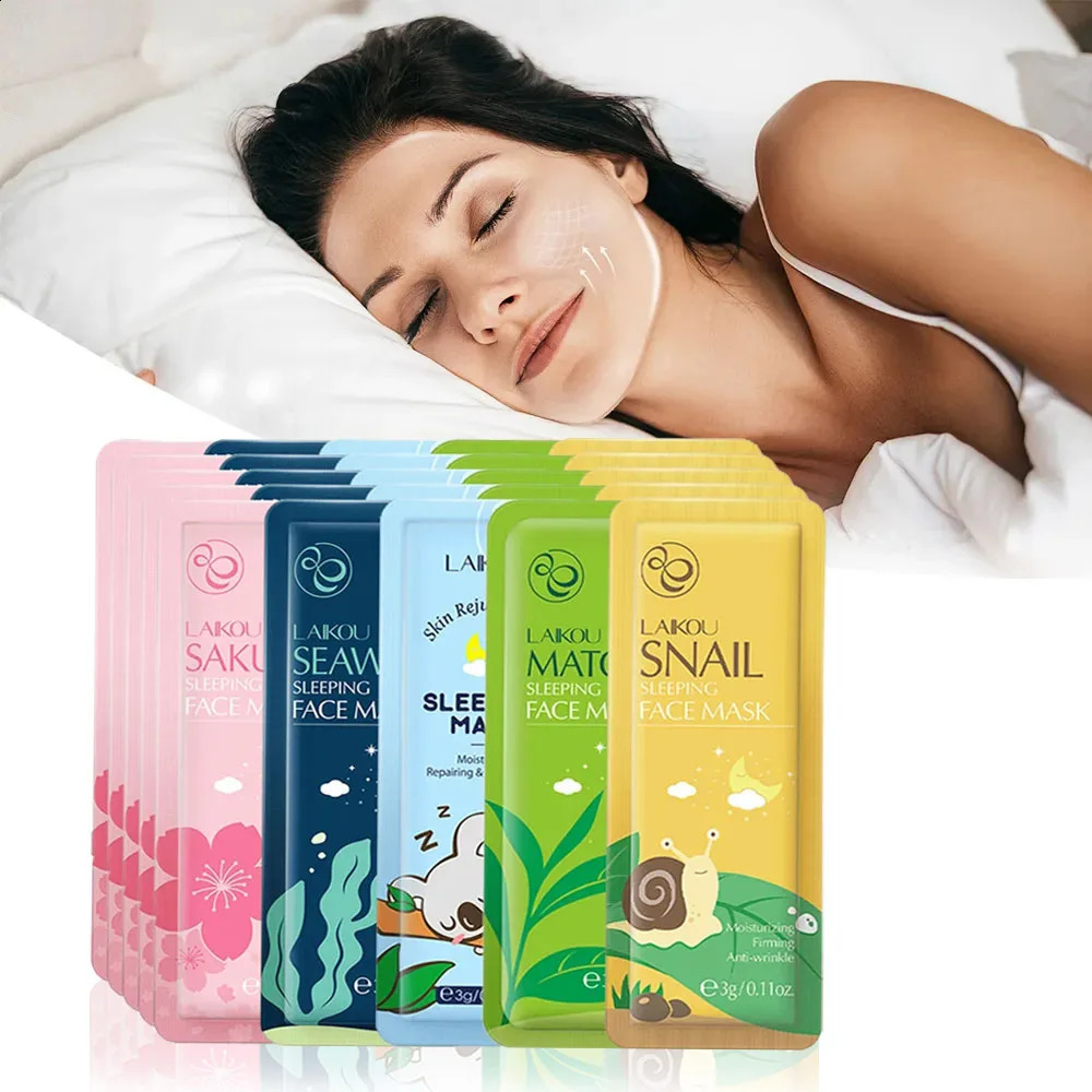 30pcs LAIKOU Sleeping Face Mask Moisturizing Anti-aging Creams Mask No Wash Disposable Facial Mask Skin Care for Beauty 250807