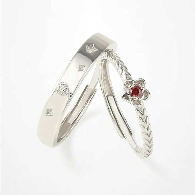 Anime Little Prince and Rose Cartoon Couple Rings Unisex Cosplay Adjustable Opening Ring Set Jewelry Cosplay Party Accessories W250812