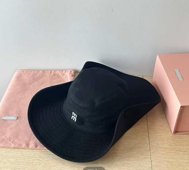 Designer mu muis bucket hat, women's big brim hat, denim sun hat, casquette luxury flat top hat, British sun protection bucket hat for beach trips
