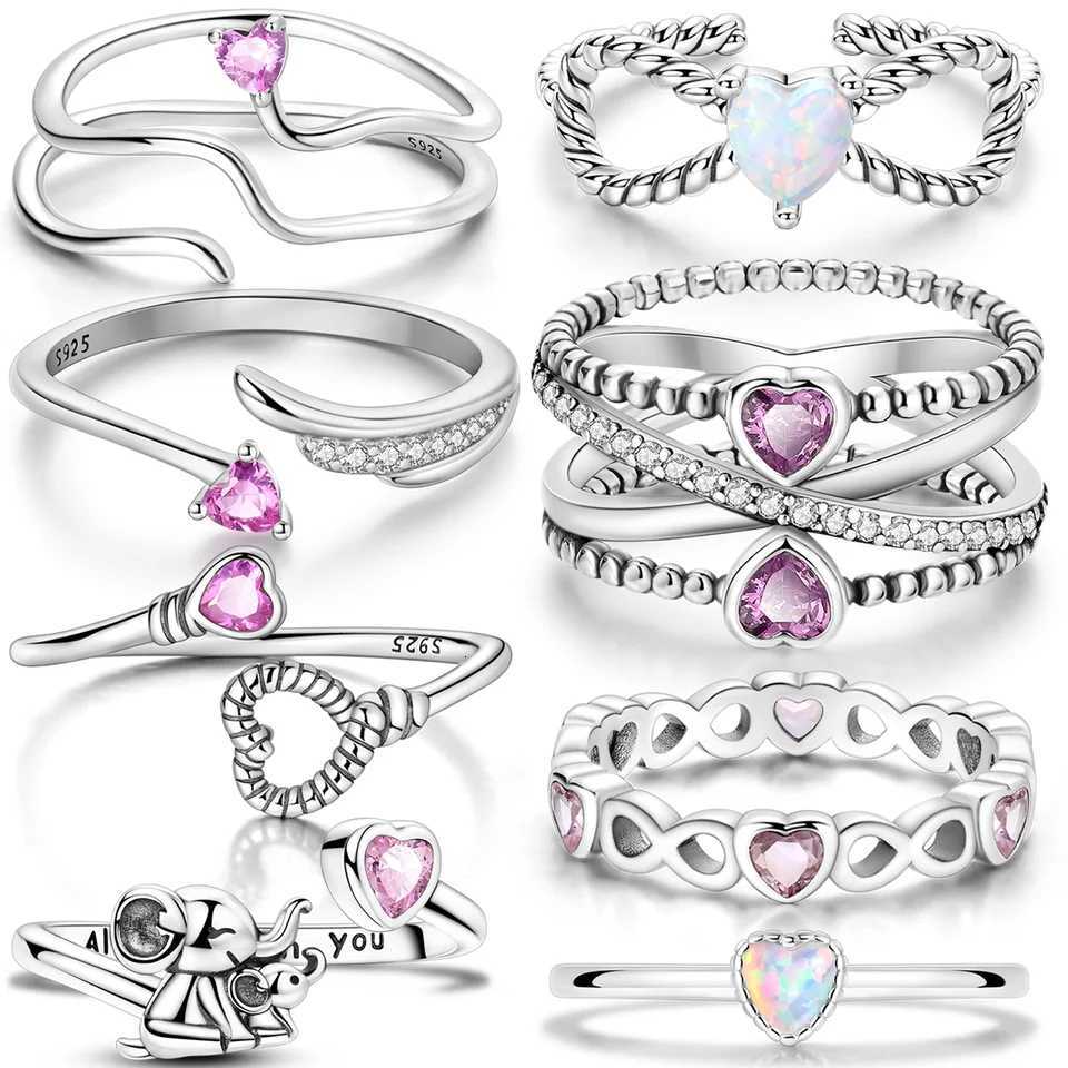 925 Sterling Silver Rings Sparking Purple White Pink Blue Zircon LOVE Wedding Ring Women Engagement Jewelry Anniversary Gifts W250812