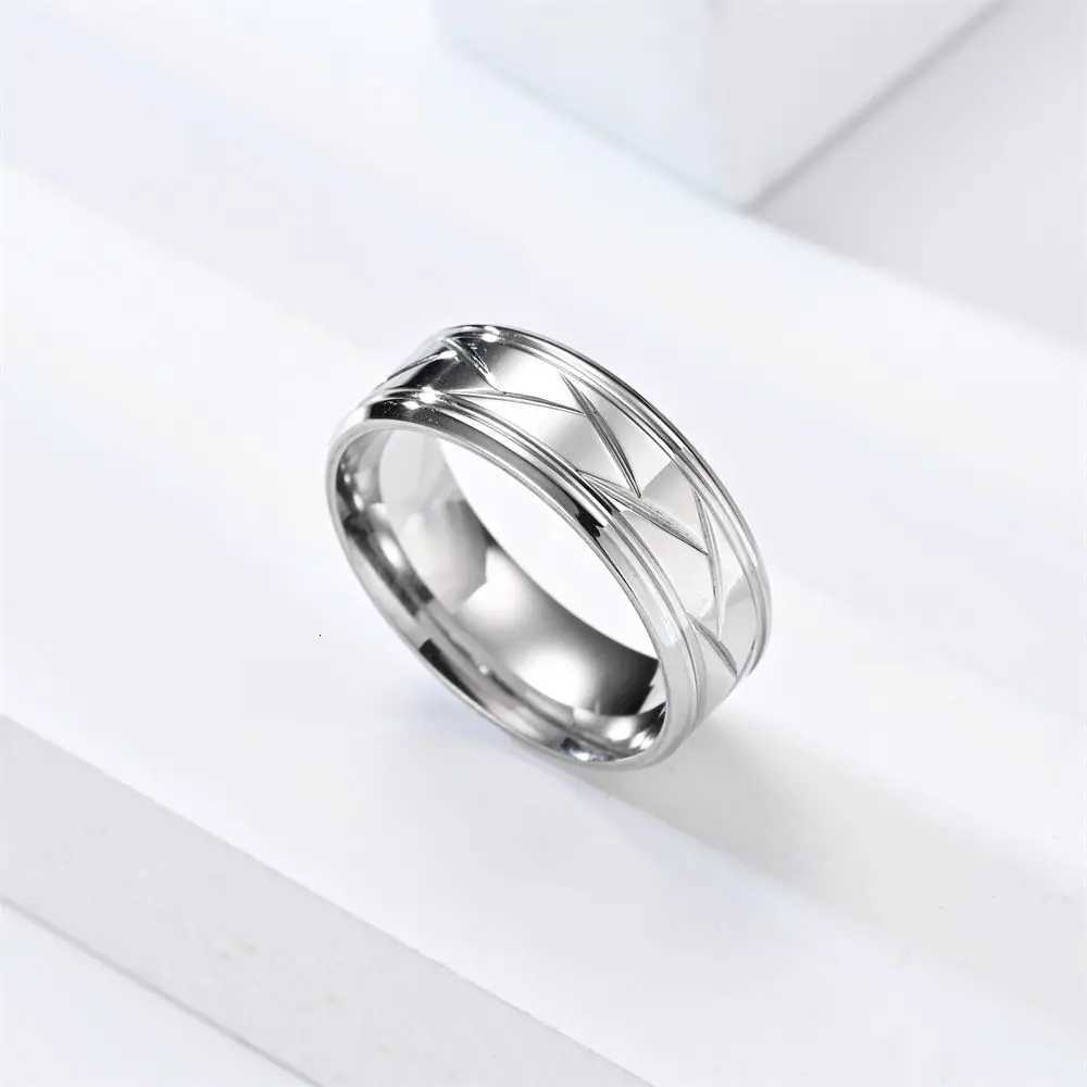 Fashion Stainless Steel Black Ring Personalized Simple Groove Design Ring for Men Women Engagement Accessories W250812