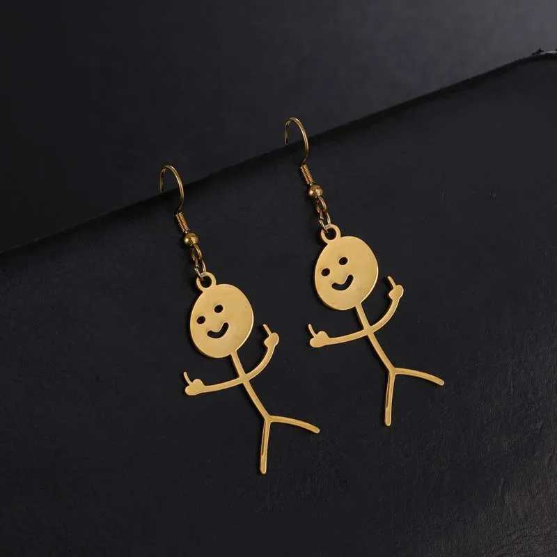Funny Doodle Earrings For Women Punk Hip Hop Metal Finger Hand Gesture Character Earring Wedding Party Jewelry Y250812