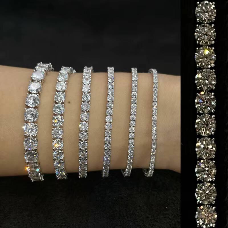 Wholesale Price Fashion Jewelry 925 Sterling Silver Bracelet Moissanite Tennis Chains for Girl Lady Women