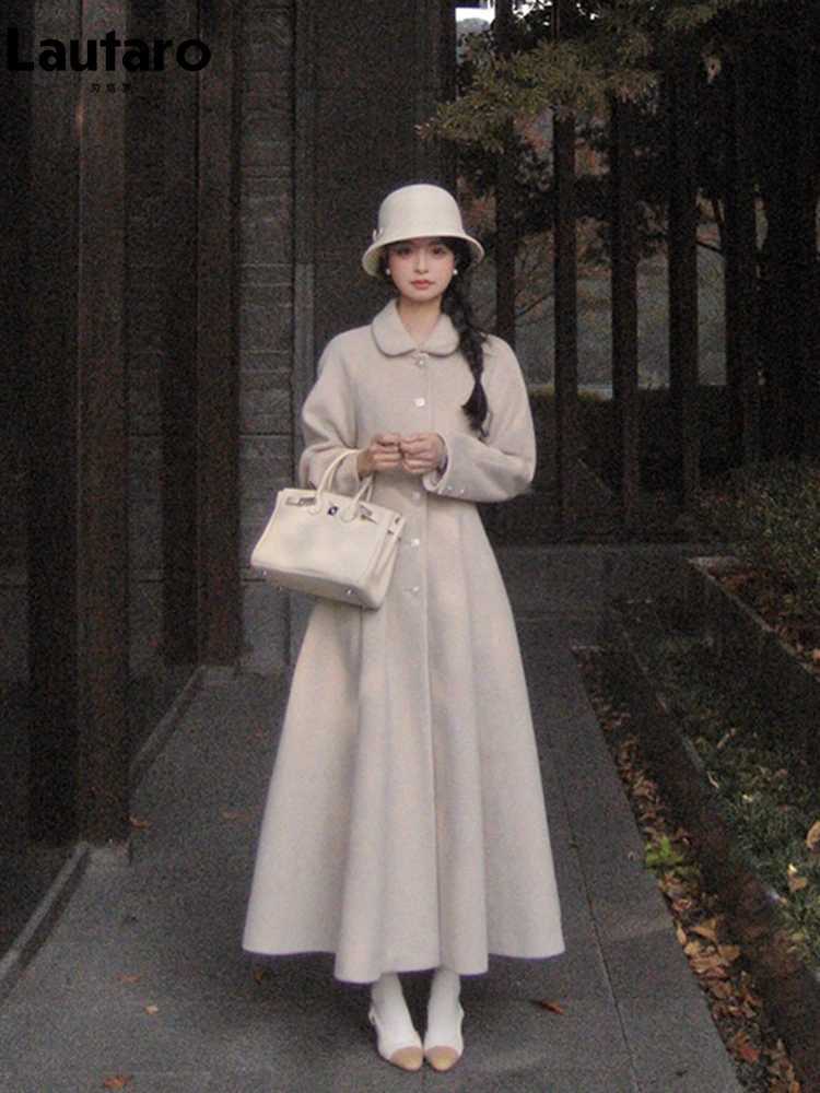 100% Wool Blends Coat for Women CHIc Elegant Womens CloTHing Skirted Woolen Overcoat 2024 Z250813