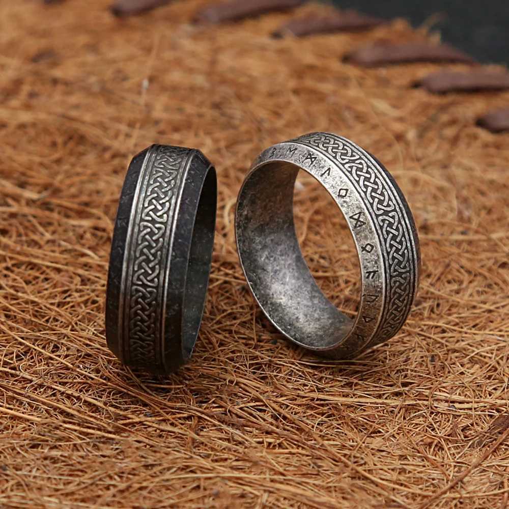 Fashion Vintage Simple Viking Rune Ring for Men Women Stainless Steel Nordic Celtic Knot Rings Couple Amulet Jewelry Wholesale W250812