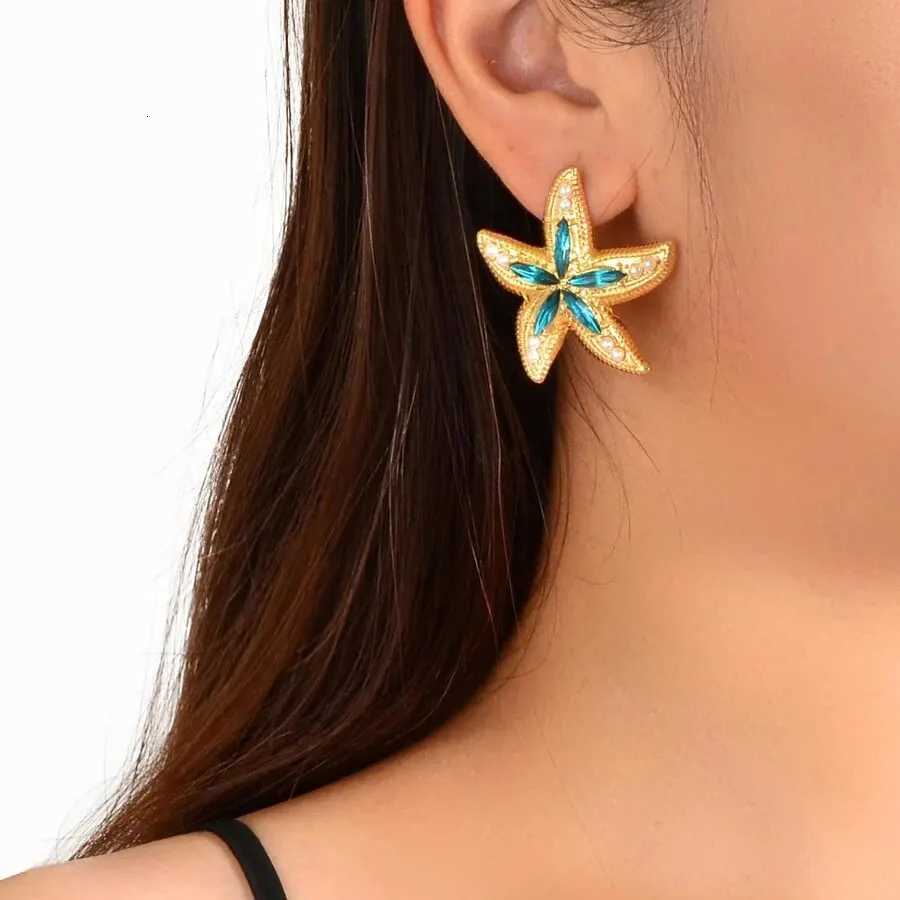 Obega Candy Starfish Charms Dangle Stud Earrings Metal Epoxy Pendant Ear Stud Green Crystal Stone Beach Charms Jewelry For Woman Y250812