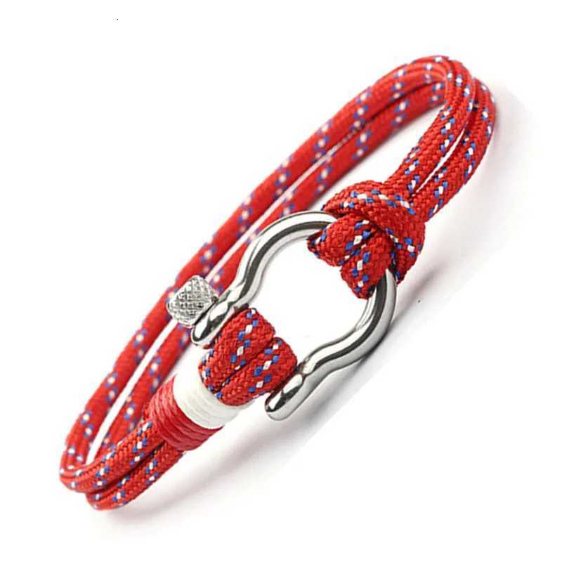 Navy Style Sport Camping Parachute Cord Survival Bracelet Men Stainless Steel Shackle Buckle Jewelry Mens BraceletXJ250813
