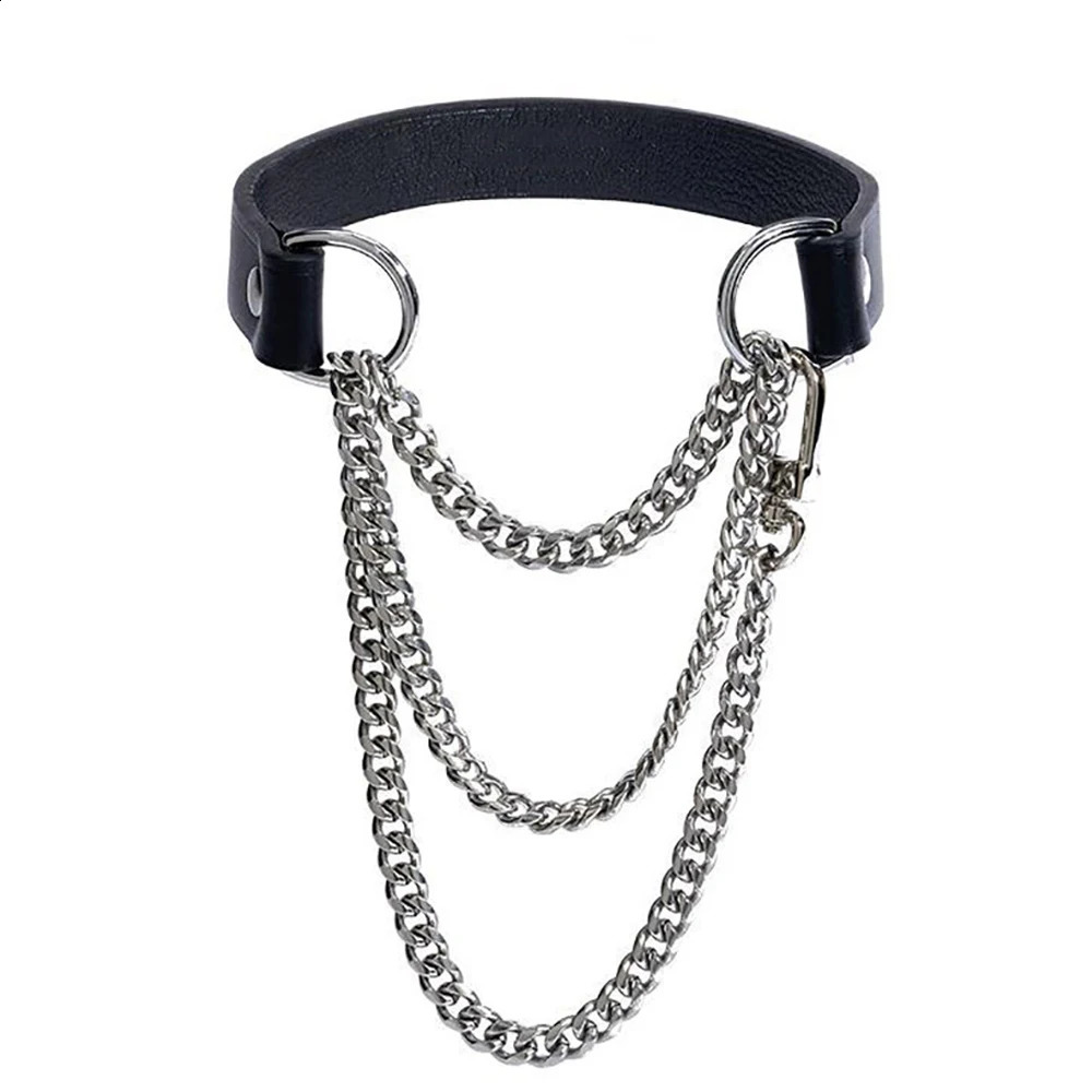 Handmade Black PU Leather Choker Collar For Women Adjustable HiphopTriple-Layer Slip Chain Necklace Fashion Jewelry Necklace 250812