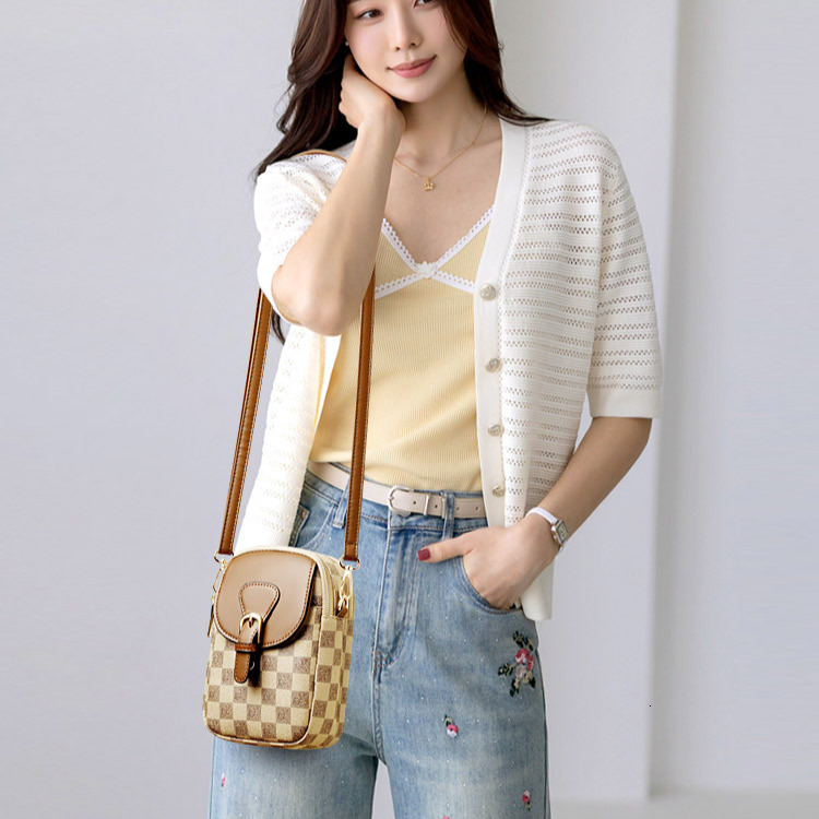Fashion Plaid Women's Mini Handbag Free Shipping Designer Luxury New Phone Bag Casual Simple Geometric Pattern Shoulder Bag Crossbody Bag Portabl
