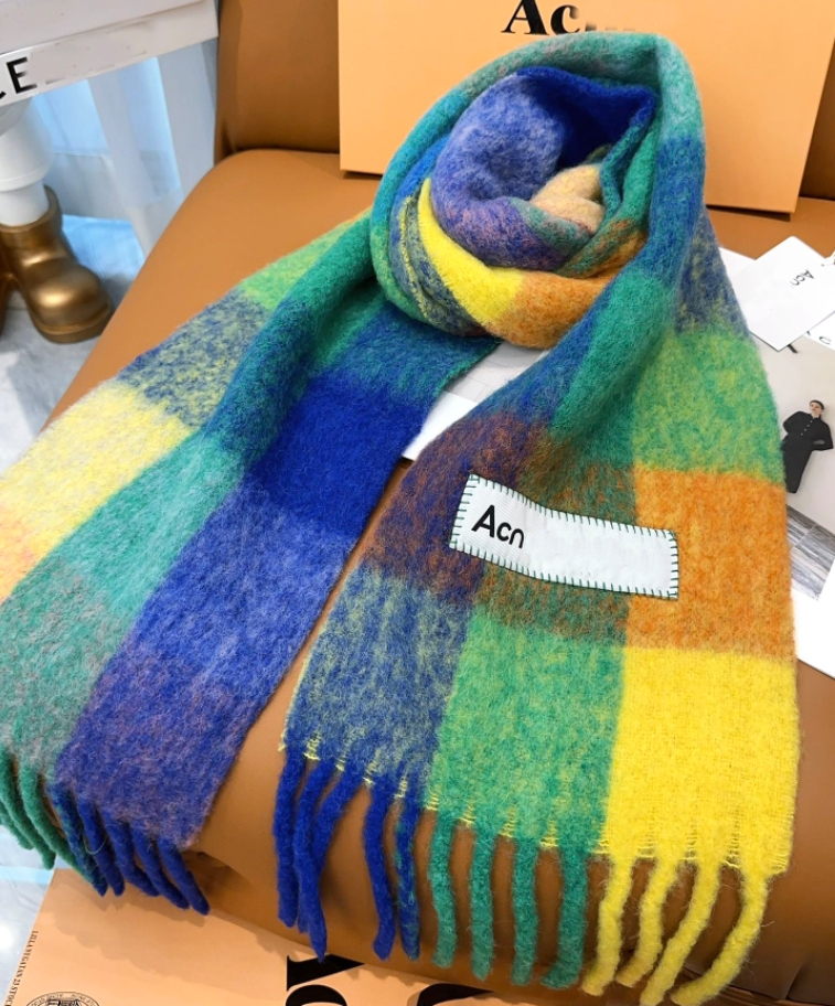 Classic ACE Scarf Women's Alpaca Shawl Designer Rainbow Scarf Winter Warm Reversible Large Plaid Shawl Men's Ski Snood 28*250cm