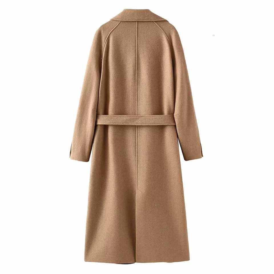 PB ZA 2024 Autumn and Winter New Womens Clothing Fashion Trend Temperament Hundred Combinations Belt Woolen Coat Z250813