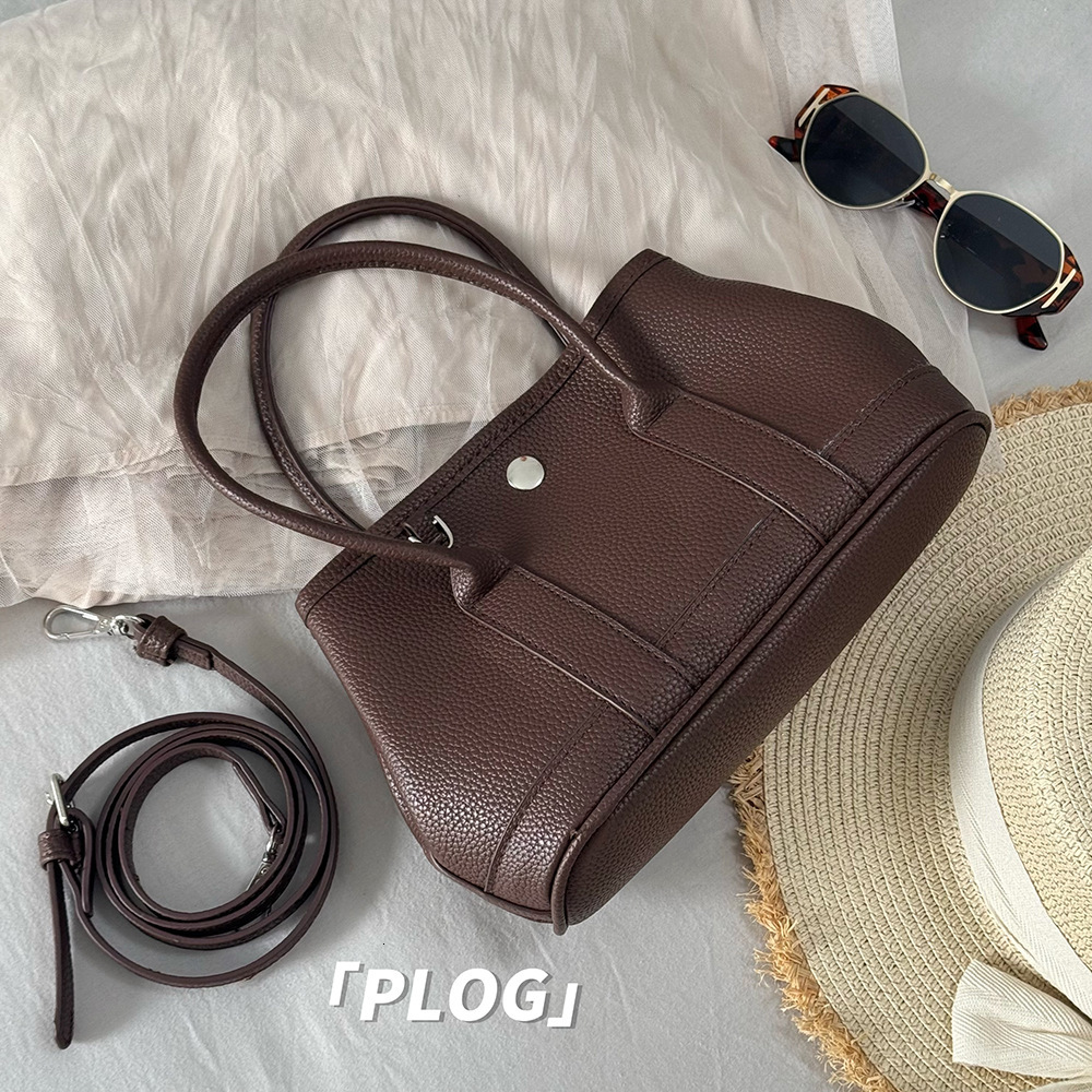 Garden Korean Simple Handheld Bucket Internet Celebrity Blogger Trendy Soft Leather Small Square Crossbody Tote Bag ddmymarket