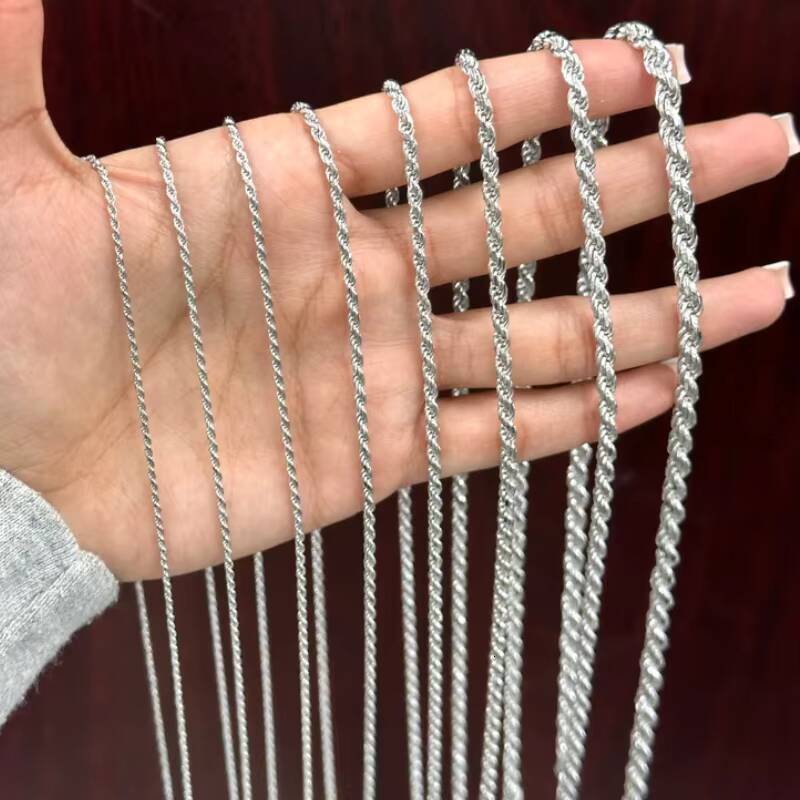 High Quality 925 Silver Jewelry 4mm 5mm Twisted Chains Diamond Cut Hiphop Men Women Rope Chain