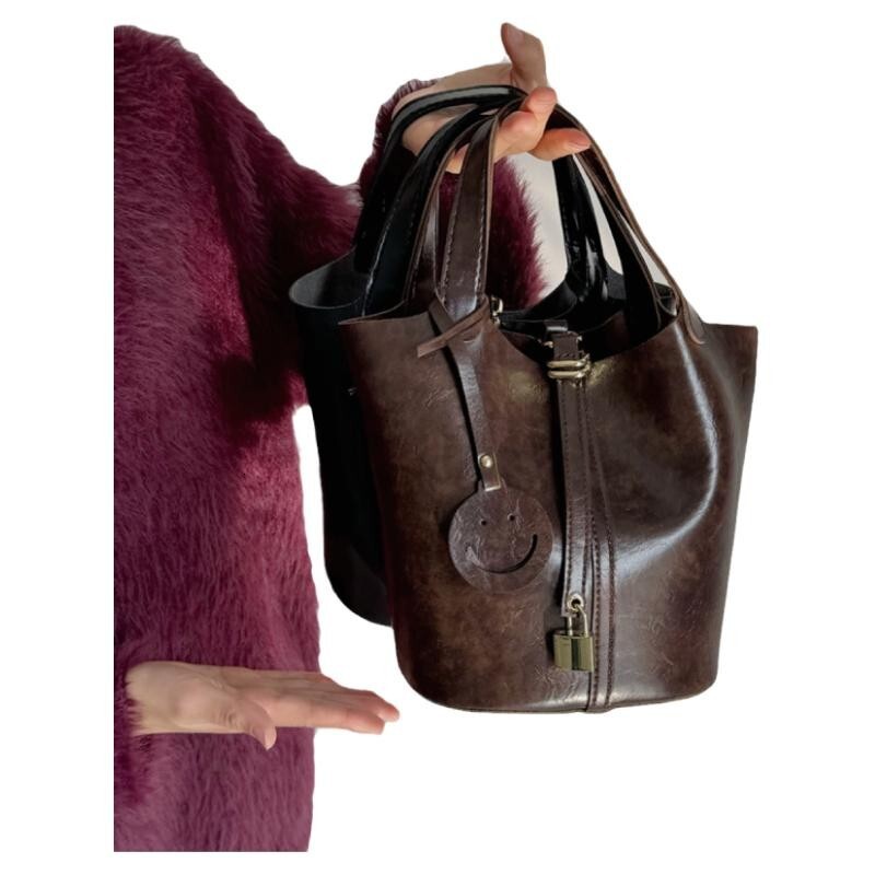 Maillard Handheld Basket for Women 2024 New Fashion Mother-Daughter Bucket Versatile Crossbody Bag Trendy ddmymarket