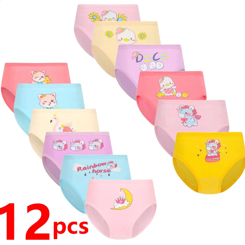 14812 Pcs Children Girls Panties Sets Cotton Pretty Cute Cartoon Unicorn Print Child Underwear for Girl Kid Boxer Breathable 250812