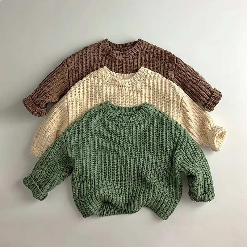 Spring Autumn Kids Sweaters Brief Style Loose Girls Boys Pullover Base Knitwear Children Clothes 250813