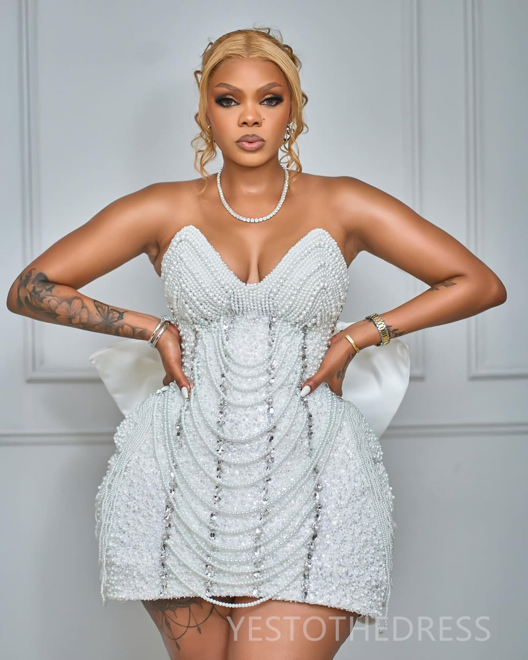 2025 Luxurious Cocktail Dresses For Women Short Mini Dress Pearls Rhinestones Tassel Bow Decorated Homecoming Dresses Mini Gown For Nigeria Black Girl