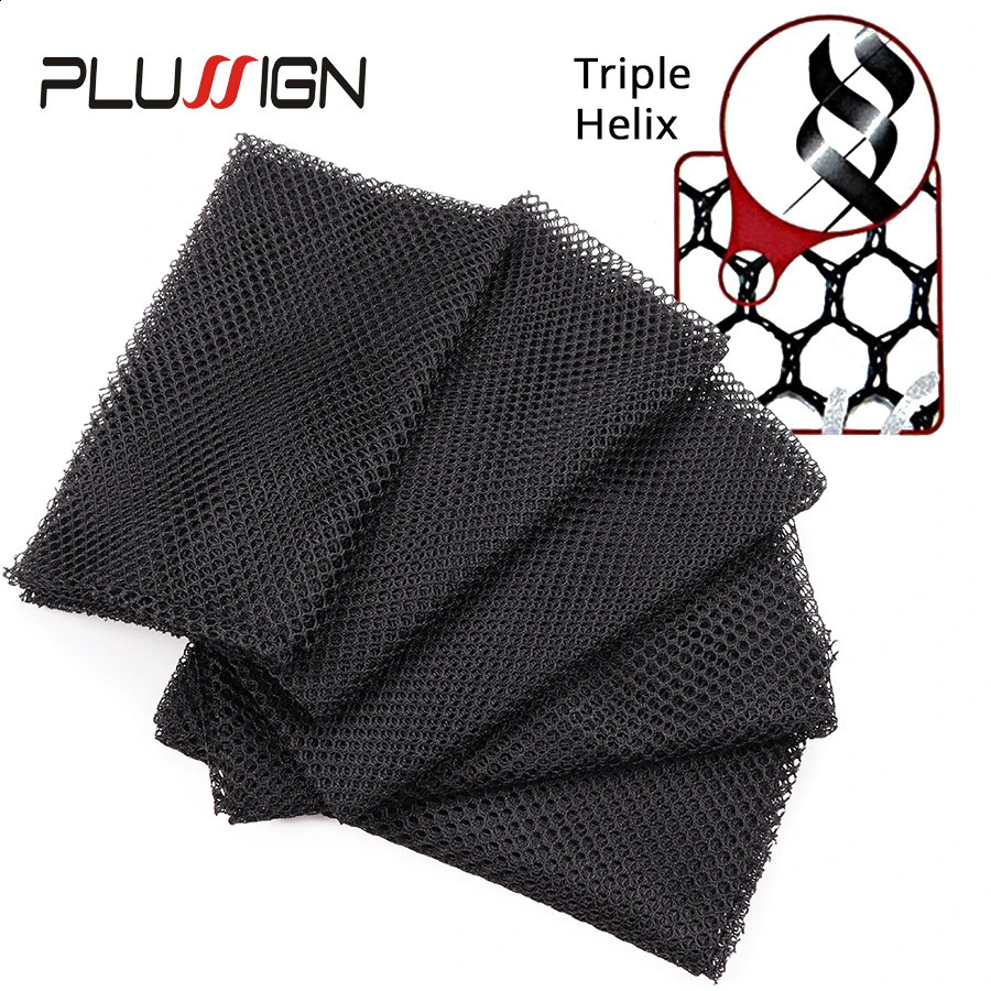 Plussign 5Pcs 100% Polyester Breatheable Fabric Black Hair Weaving Net Stretchable Hairnets Weaving Hairnets For Making Wigs 250812
