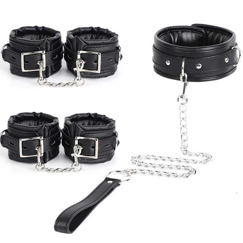 Dark Hug Bondage Set Deluxe Restraint Handcuffs Collar Ankle Cuffs Adjustable Soft Sponge Fashion and Premium Couple Sex Set W250813