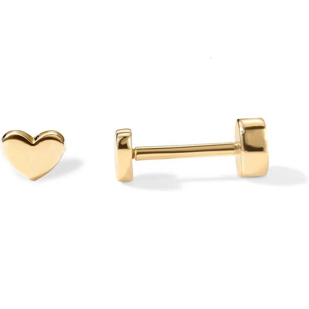 K Gold Plated White Gold Plated Posts Pair of Flat Back Stud Earrings for Women | Heart Earrings H250909