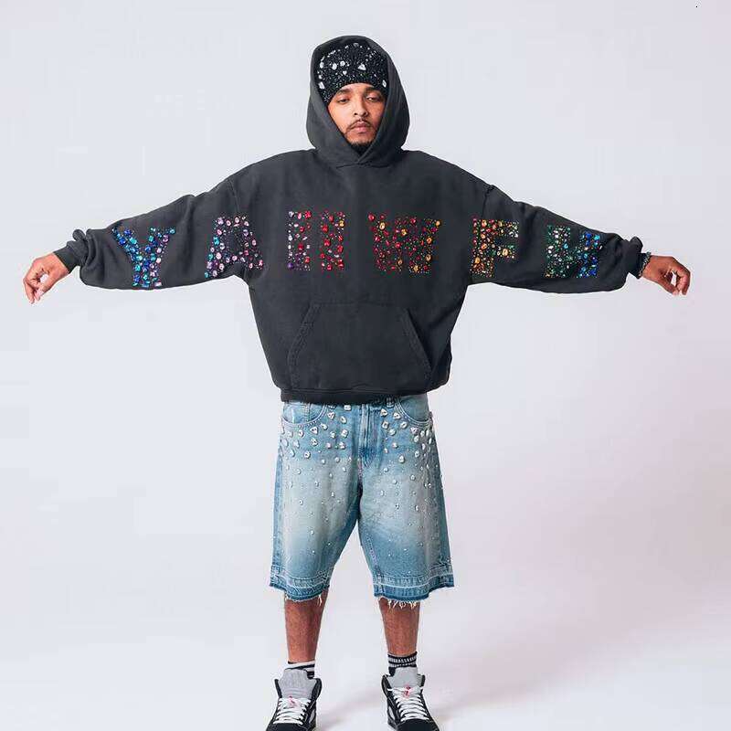 Customized Crop Hoodie 3D Solid Pattern Anti-Shrink Rhinestone Embroidery Acid Wash Silicone Print Techniques