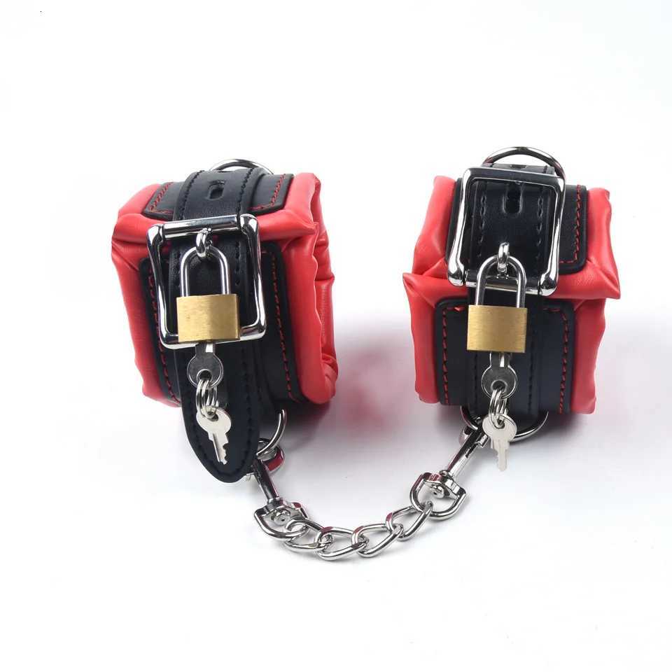Leather Sponge Sex Handcuffs Bondage Slave Exotic Accessories Toys For Couples Adults Games With 2 Locks XJ250813