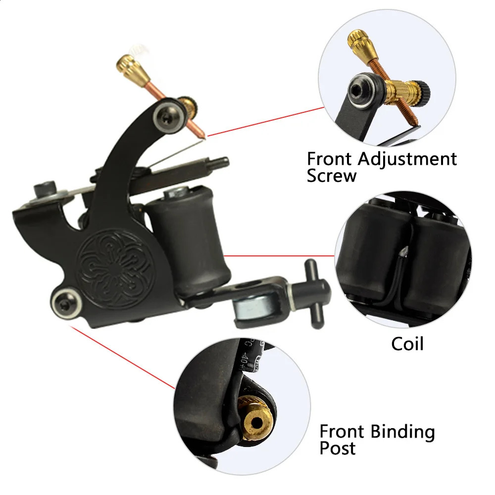 PHOENIXY Starter 10 Wrap Coil Tattoo Machine Gun For Liner And Shader Body Art Supplies for Beginner 250809