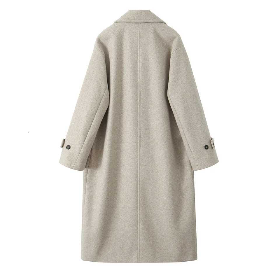 PB ZA Autumn/Winter New Womens Fashion Soft Loose Collar Long Sleeve Medium Length Woolen Coat Z250813