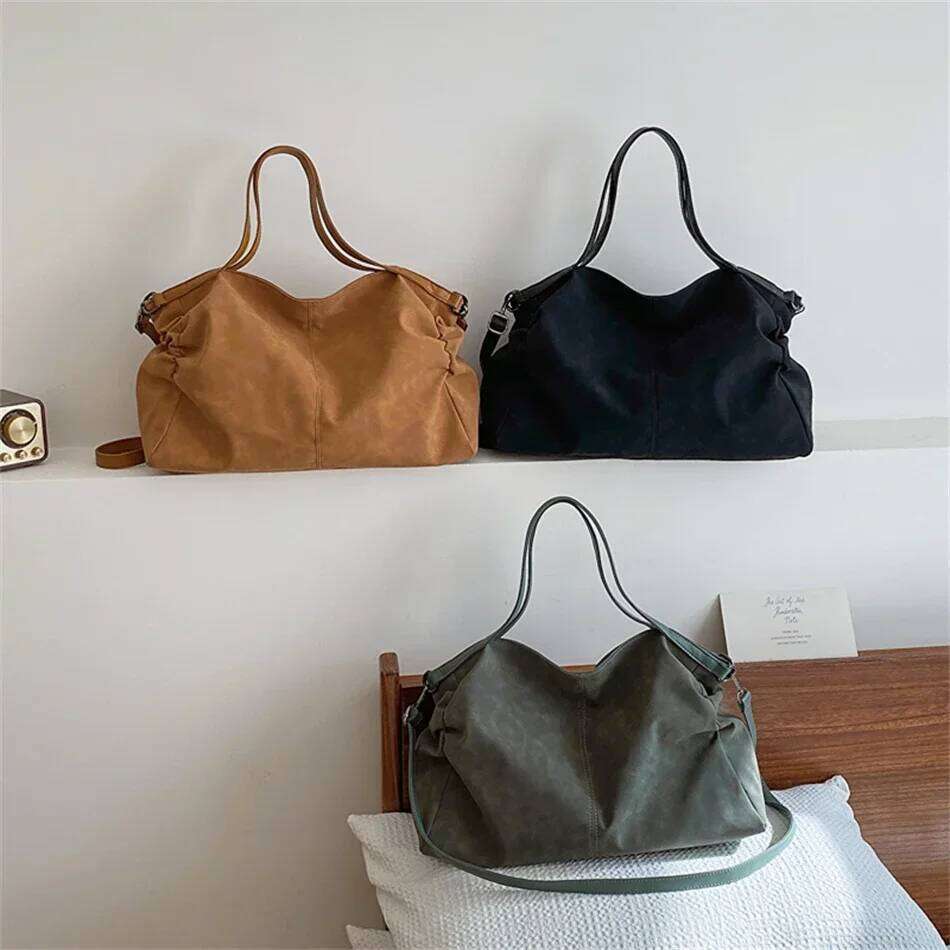 New Suede Casual Trave Handbags Totes Large Size Punk Style Shoulder Bags Shopping Bag For Women