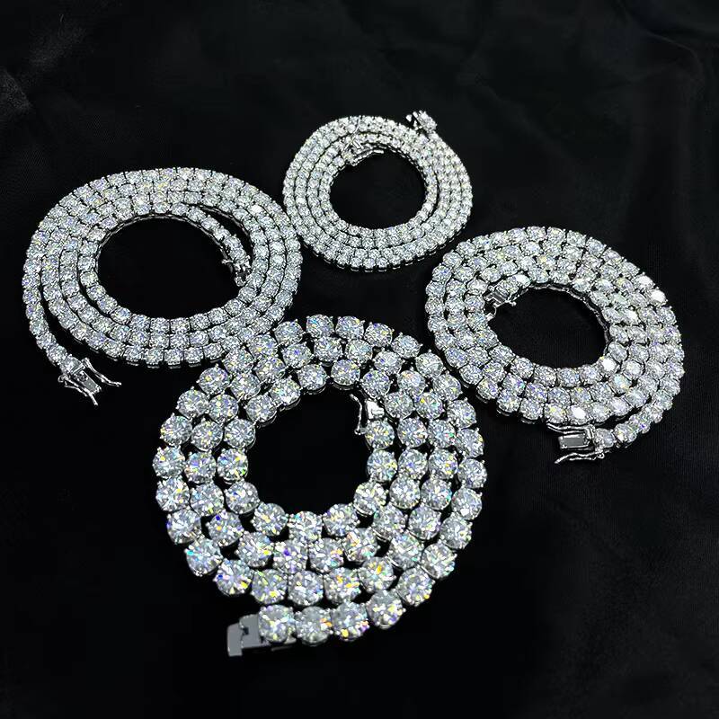 Designer jewelry HipHop 3MM 4MM 5MM Couple Tennis Chain Cubic Zirconia S925 Silver Plated 18K Gold Tennis Necklace Bracelet for Men and Women