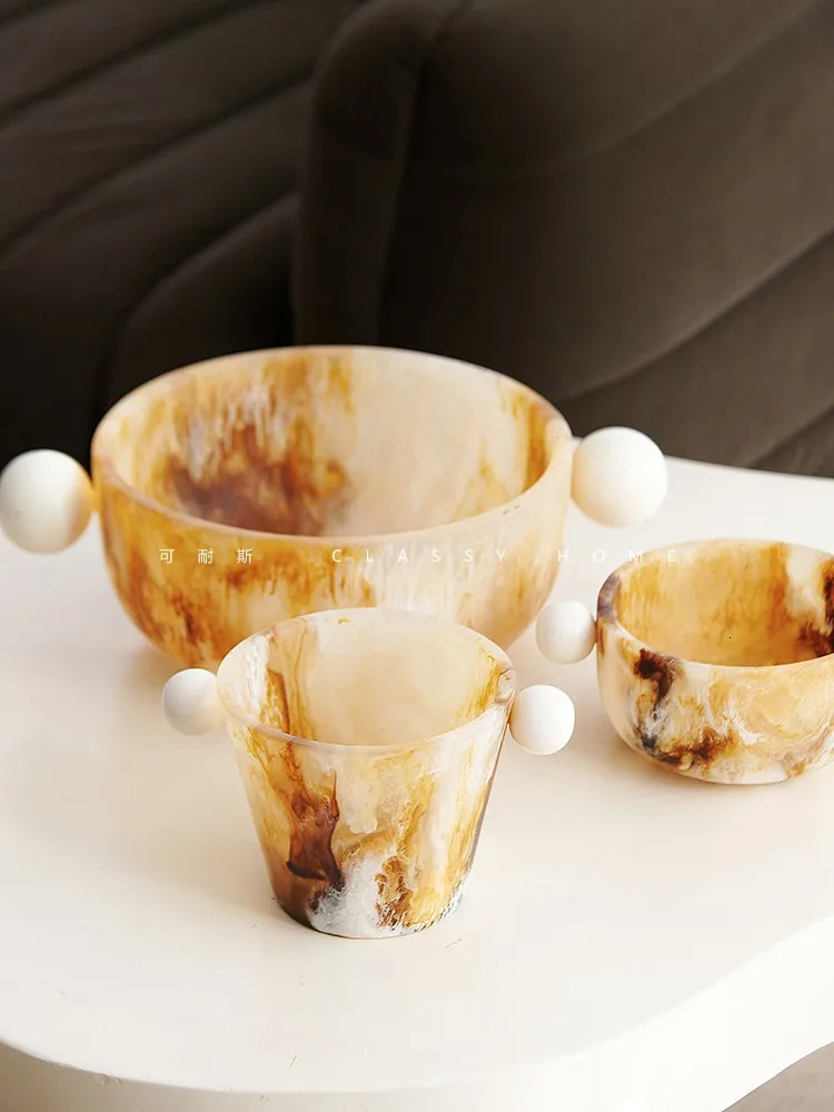 WabiSabi Desktop Decoration Tray Bowl Fluid Resin Jewelry Box Home decoration Storage Ornaments 250813