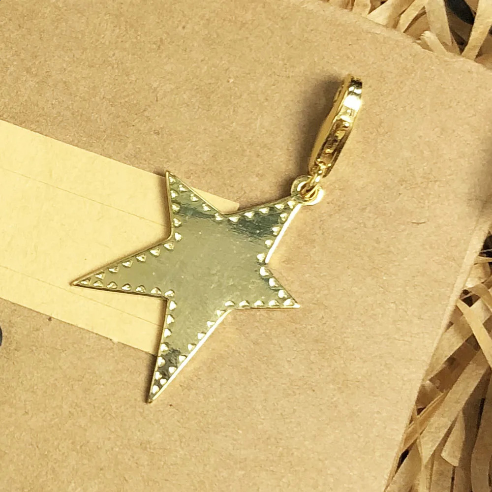 Golden Star Dangle Charm Pendant 925 Sterling Silver Rock Gift For Women Men Jewelry 250807