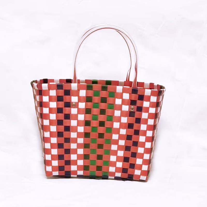 New plastic woven vegetable basket beach bag women's spring and summer handbag portable picnic basket