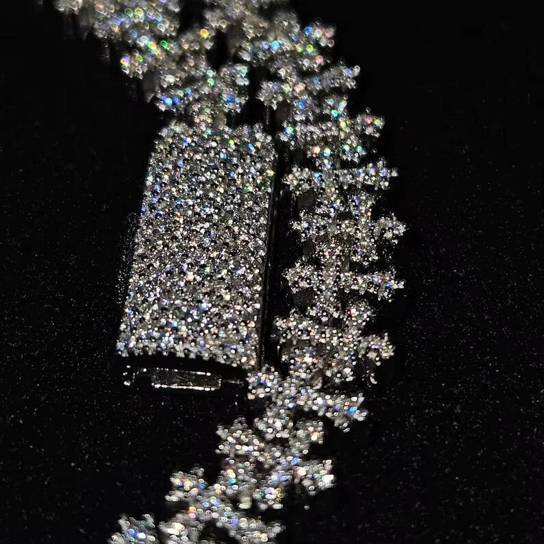 8mm Cuban Link Chain Hiphop Men Cross Charm 925 Sterling Silver Iced Out VVS Moissanite Cuban Chain