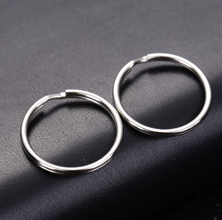Key Ring Silver Tone Split Key Rings 1.5X25Mm Metal Hook Ring For Diy Keychain Making Handmade Keyrings Chain Holder Jewelry Connectors