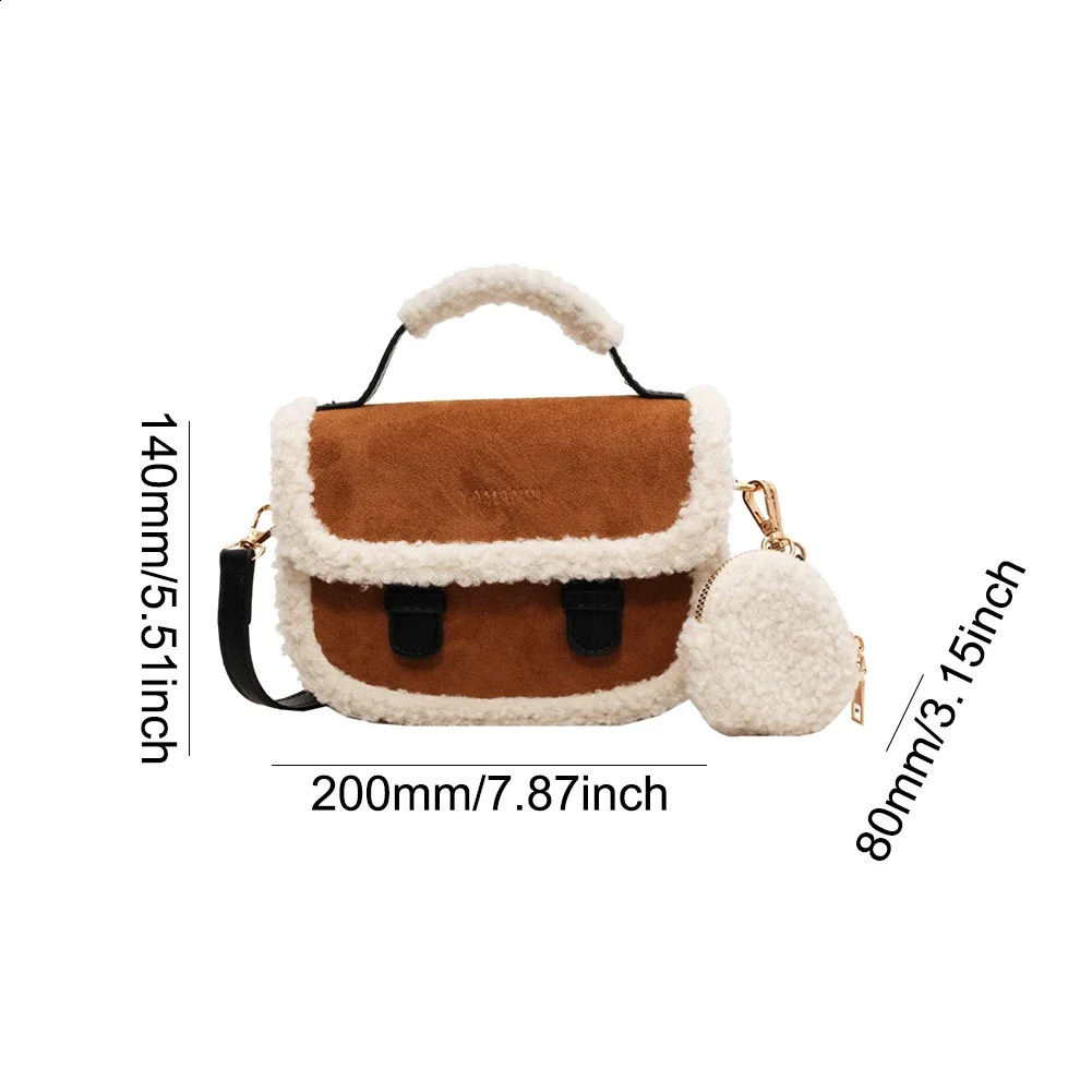 Autumn Winter Plush Shoulder Bag for Women Furry Crossbody Bag Fuzzy Pluffy Clutch Bag with Coin Purse Casual Faux Fur Handbags 250809