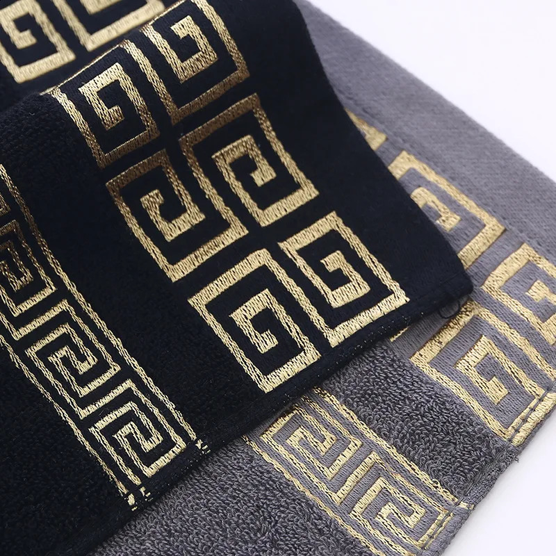 2pcs Set Black Bathroom Towel Sets 100% Cotton Embroidered Christmas Gift Sport Home el Use 250813