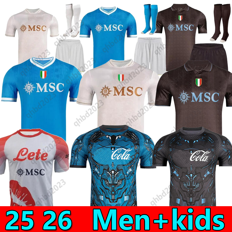 S-4XL LUKAKU NAPOLI 25 26 soccer jerseys DE BRUYNE Maglia NaplesS 2025 2026 ZIELINSKI ANGUISSA OLIVERA McTOMINAY Football Shirts Napolise men kids Training Shirt 666