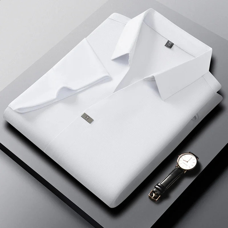 2025 Mens Casual and Fashionable Solid Color Short Sleeved Polo Shirt Comfortable and Versatile Summer T-shirt 250811