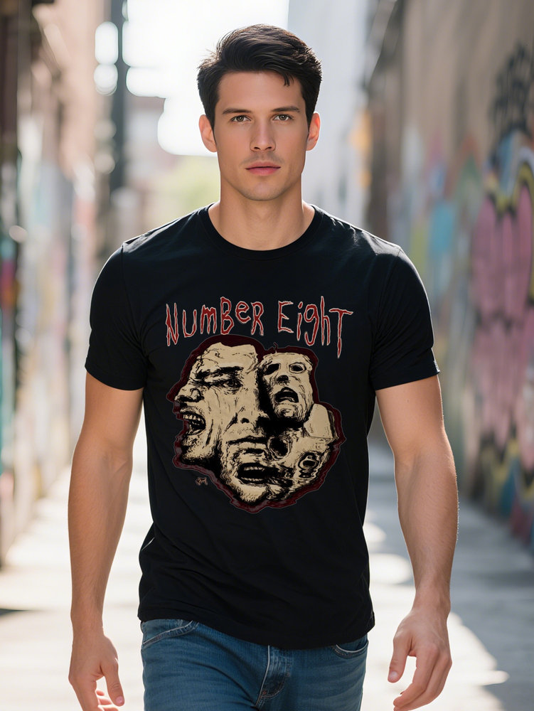 2023 Casual Crew Neck T-Shirt Number Eight Graphic Print Summer Knit Tee Regular Fit Slight Stretch gsm 083dc