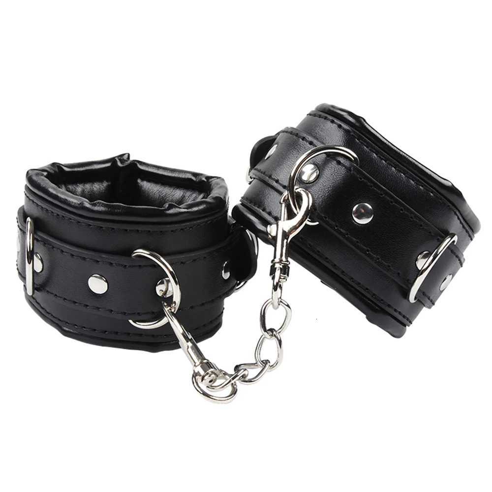 Soft Sponge Lining Hand Cuff Ankle Cuff BDSM Bondage Kinky Wrist Cuff Slave Restraints Fetish Shackles With Chain Adult Game Toy XJ250813