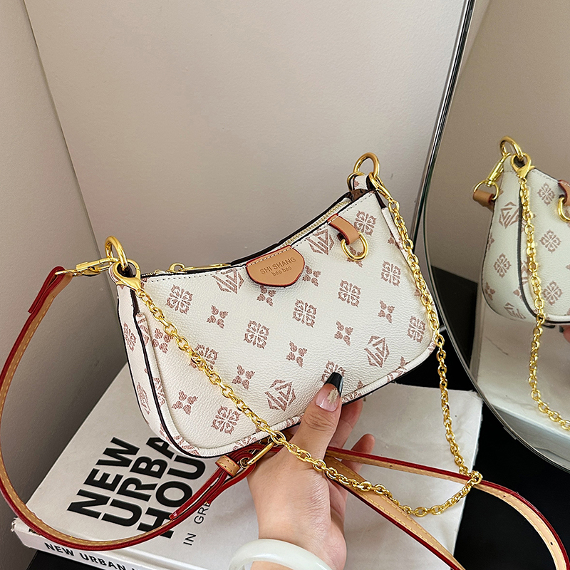 Designer bag shoulder bag luxury bag crossbody bag high-quality women's mahjong bag retro printed chain small square bag shoulder cross small bag